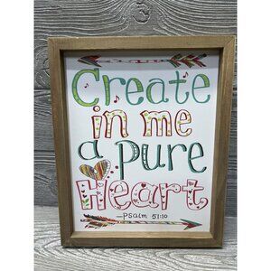 Psalm 51:10 Wall Plaque Create In Me A Pure Heart Christian Religious Decor